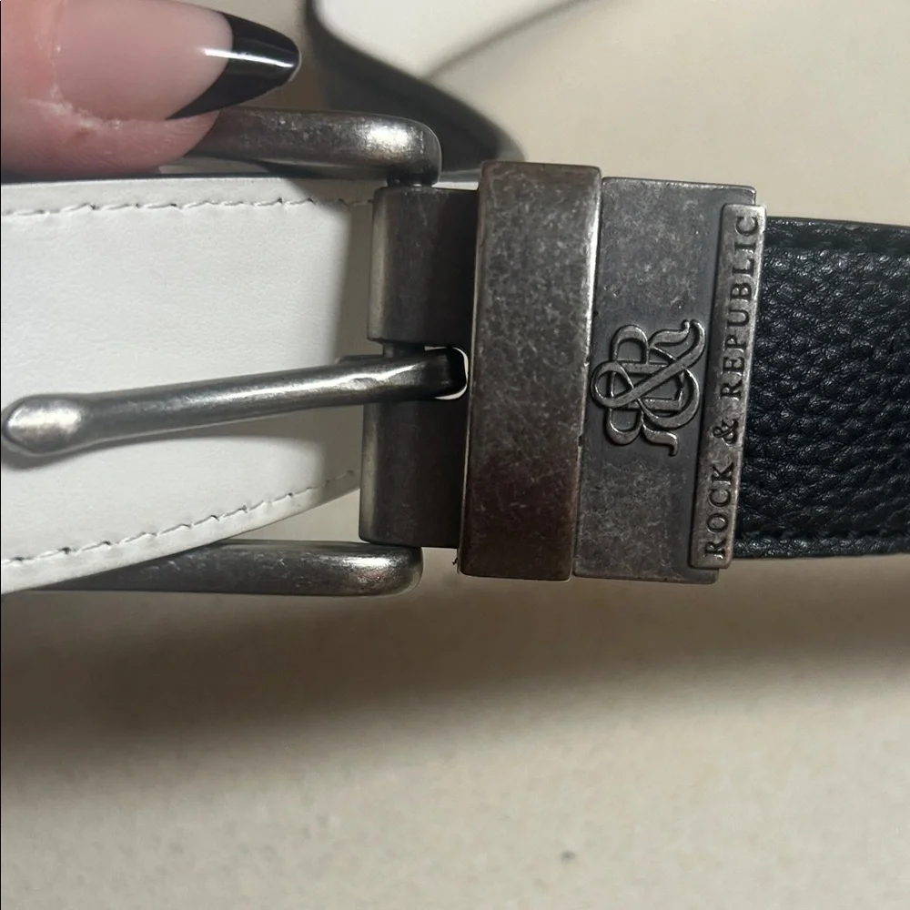 Rock & Republic Black Belt with Silver Buckle for men